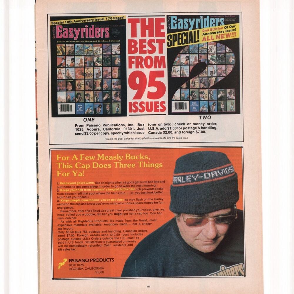 Paisano Products Harley Davidson Advertisement 1980s Vintage Biker Motorcycle